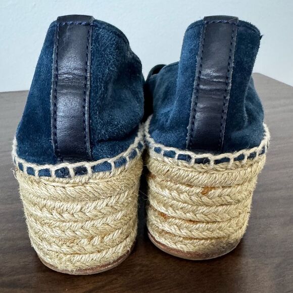 Tory Burch Positano Leather Slip-On Heel Loafer Espadrille